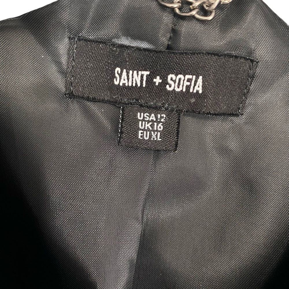 Saint + Sofia Blane Black Leather Bomber Jacket - Picture 4 of 13